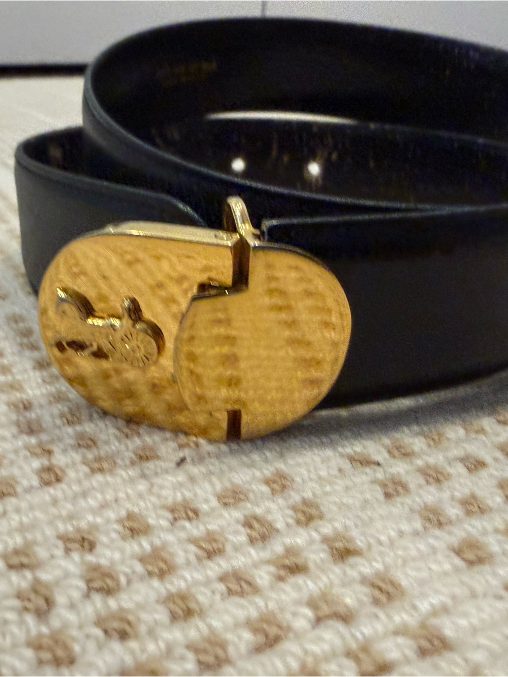 Celine Women’s Vintage Carriage Gold Hardware black belt